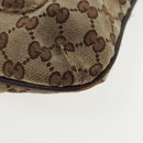 GUCCI GG Canvas Shoulder Bag Beige Dark Brown Silver 122793 Auth ti2385-14