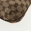 GUCCI GG Canvas Shoulder Bag Beige Dark Brown Silver 122793 Auth ti2385-15