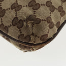 GUCCI GG Canvas Shoulder Bag Beige Dark Brown Silver 122793 Auth ti2385-16