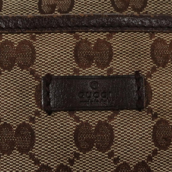 GUCCI GG Canvas Shoulder Bag Beige Dark Brown Silver 122793 Auth ti2385