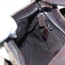 GUCCI GG Canvas Shoulder Bag Beige Dark Brown Silver 122793 Auth ti2385-20