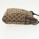 GUCCI GG Canvas Shoulder Bag Beige Dark Brown Silver 122793 Auth ti2385-3