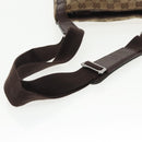 GUCCI GG Canvas Shoulder Bag Beige Dark Brown Silver 122793 Auth ti2385-7