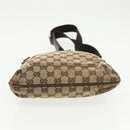 GUCCI GG Canvas Shoulder Bag Beige Dark Brown Silver 122793 Auth ti2385-5