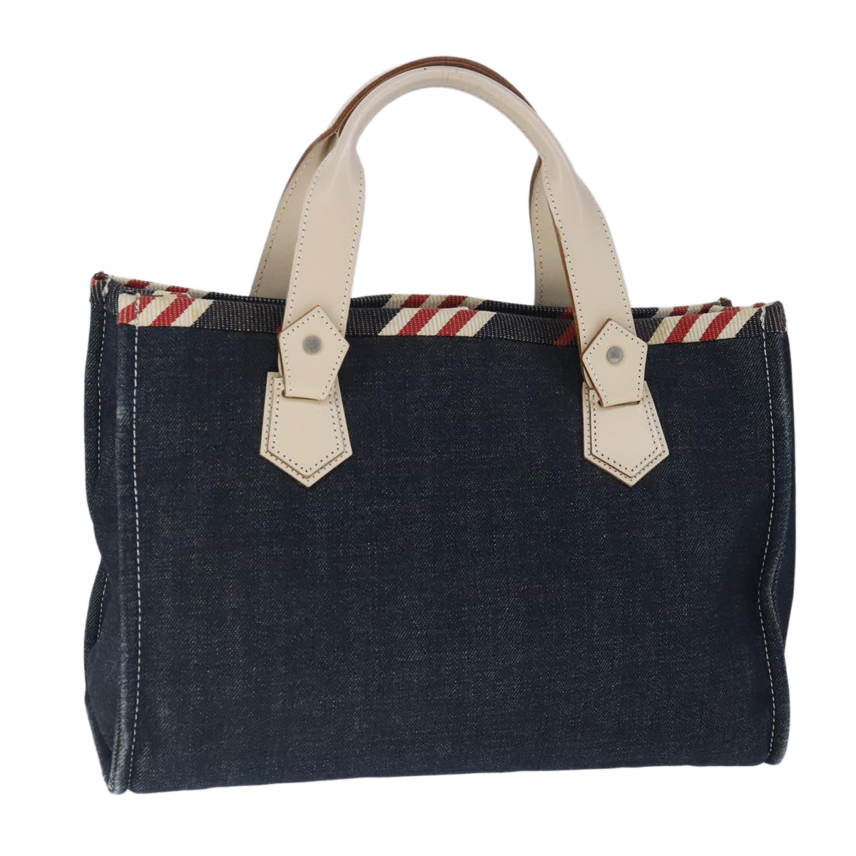 BURBERRY Tote Bag Denim Blue Beige Auth ti2401