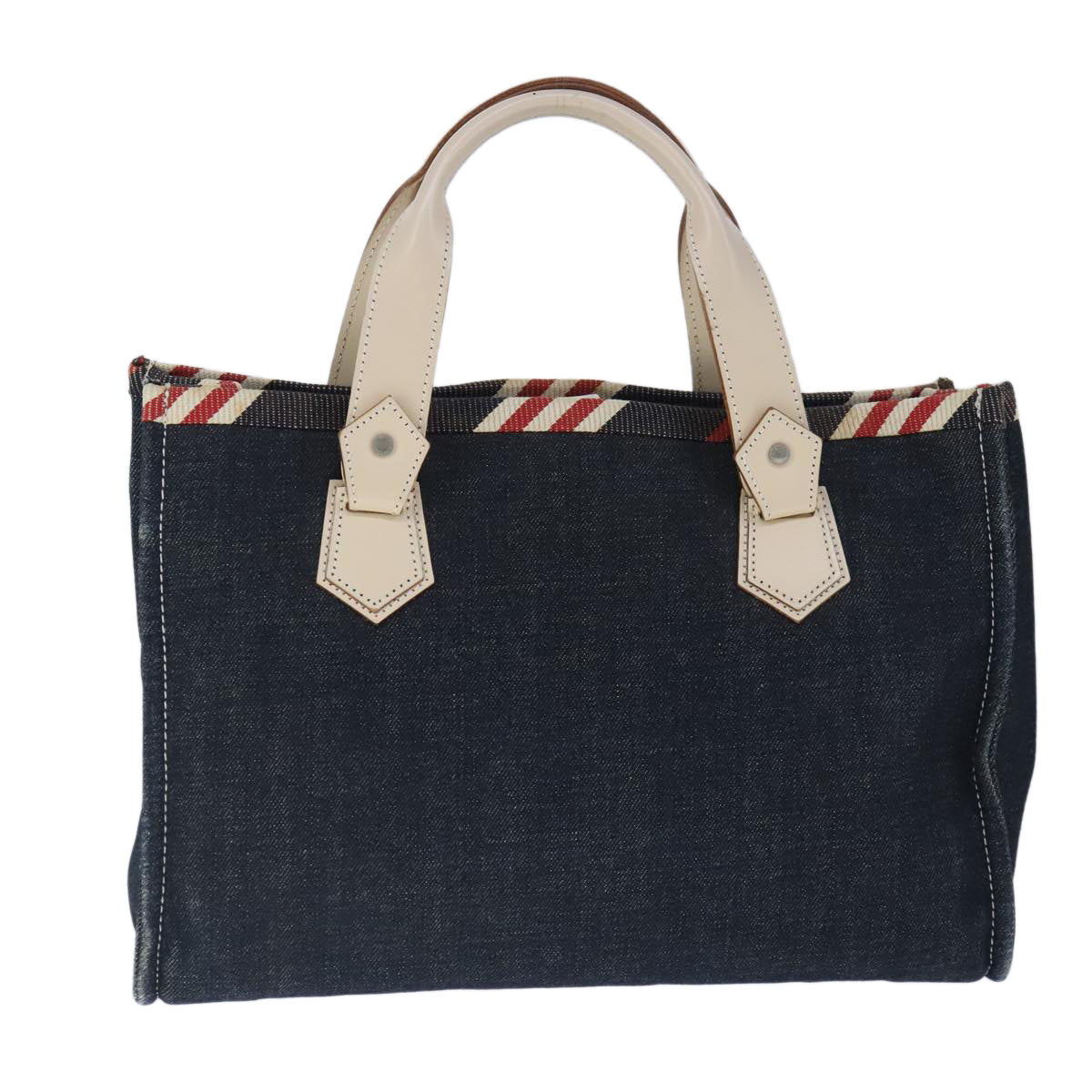 BURBERRY Tote Bag Denim Blue Beige Auth ti2401 - 0