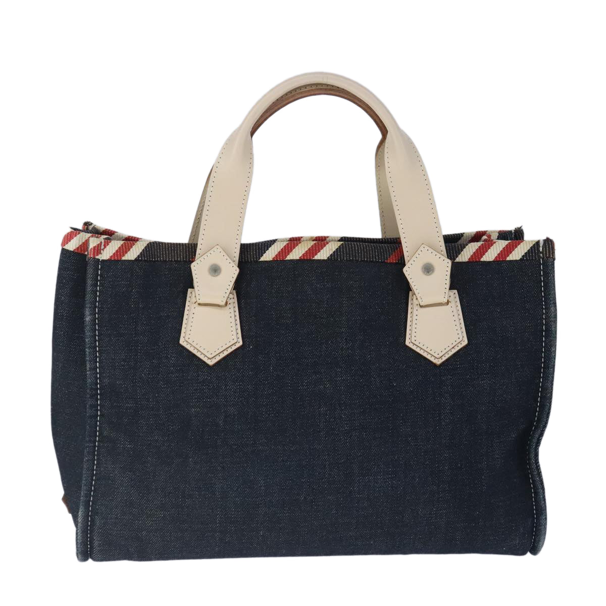 BURBERRY Tote Bag Denim Blue Beige Auth ti2401