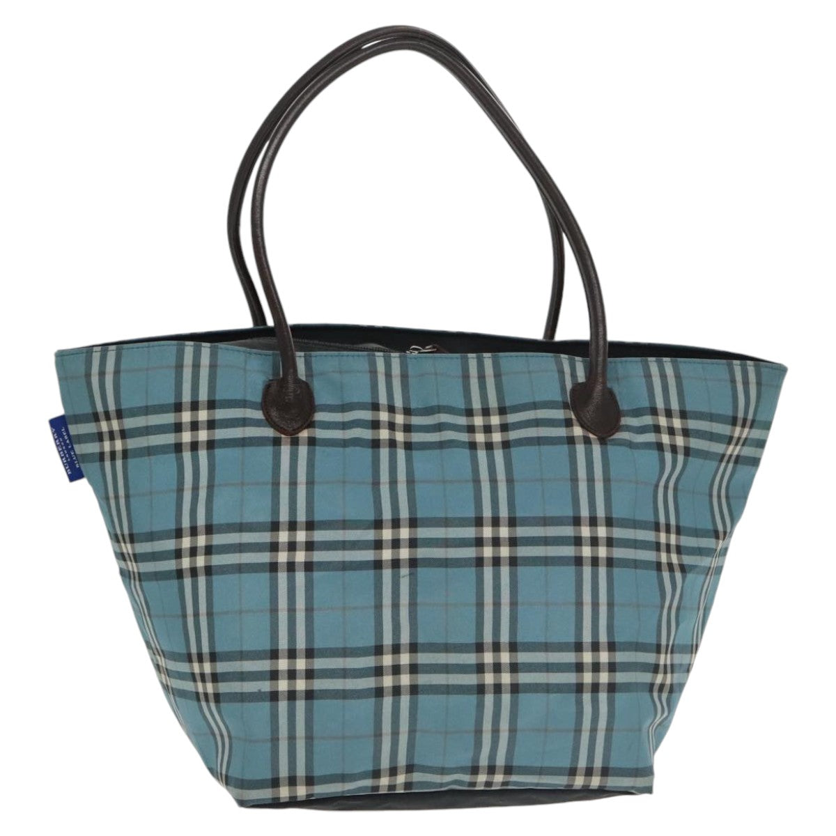 BURBERRY Nova Check Tote Bag Nylon Blue Brown Auth ti2402