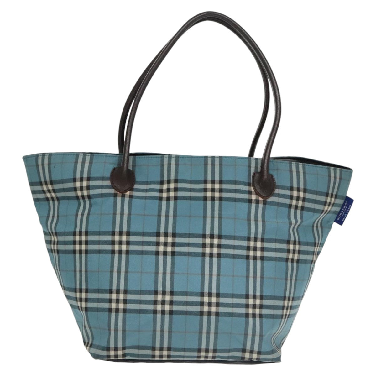 BURBERRY Nova Check Tote Bag Nylon Blue Brown Auth ti2402