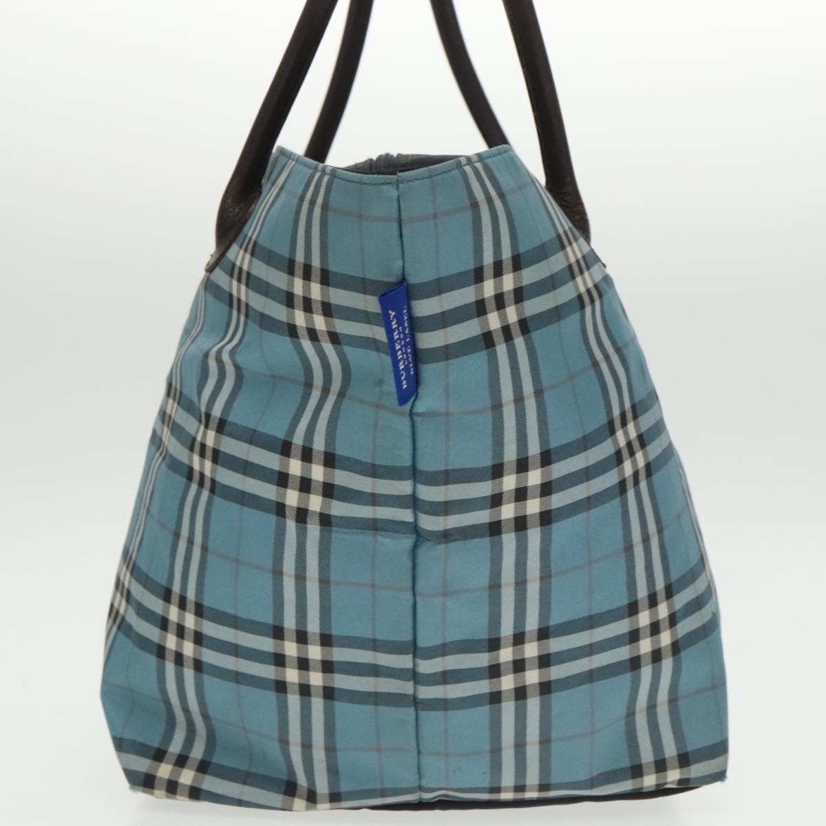 BURBERRY Nova Check Tote Bag Nylon Blue Brown Auth ti2402