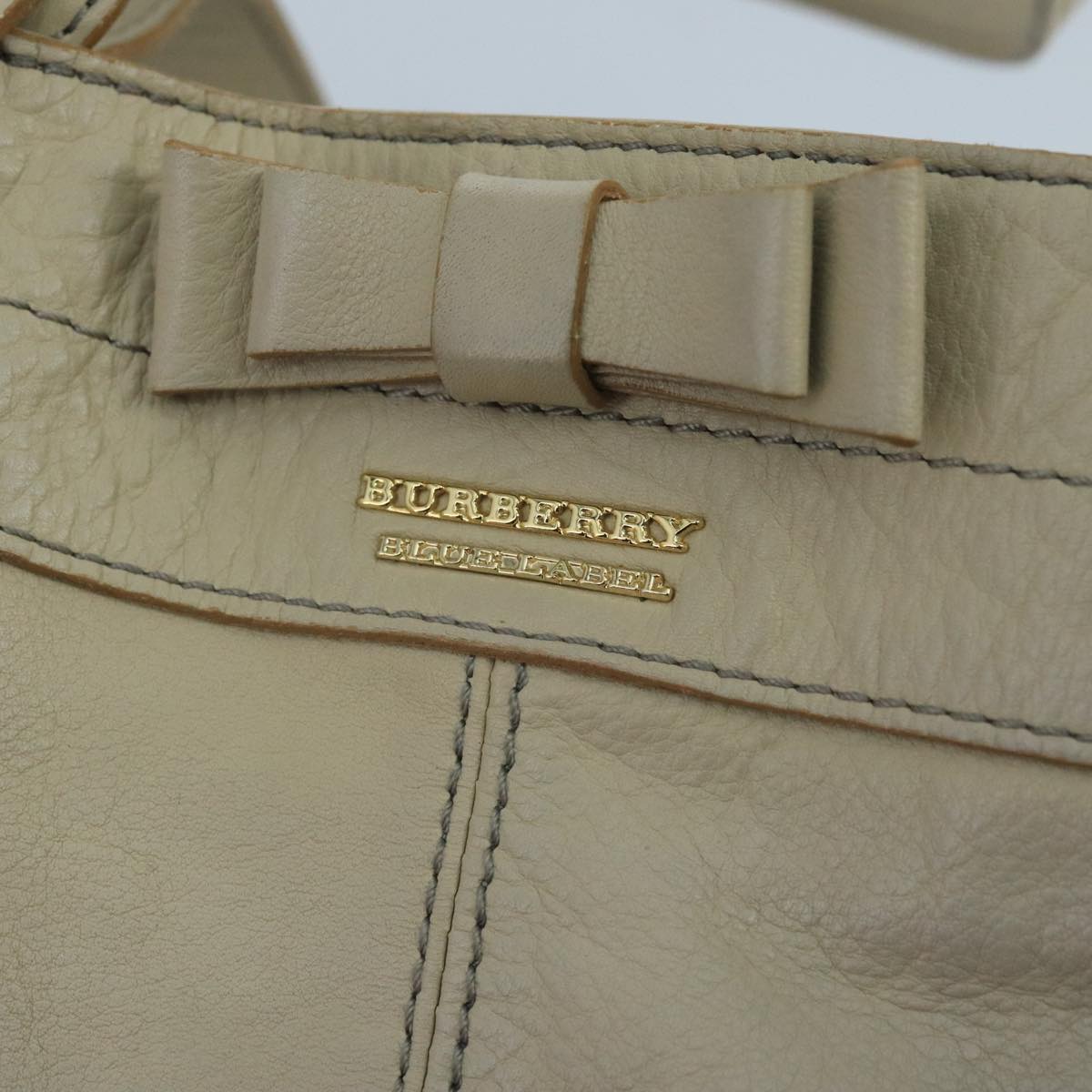 BURBERRY Tote Bag Leather White Auth ti2403