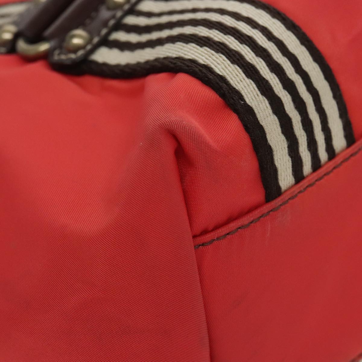 BURBERRY Tote Bag Nylon Red Auth ti2404