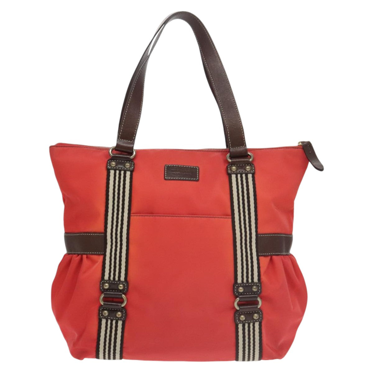 BURBERRY Tote Bag Nylon Red Auth ti2404