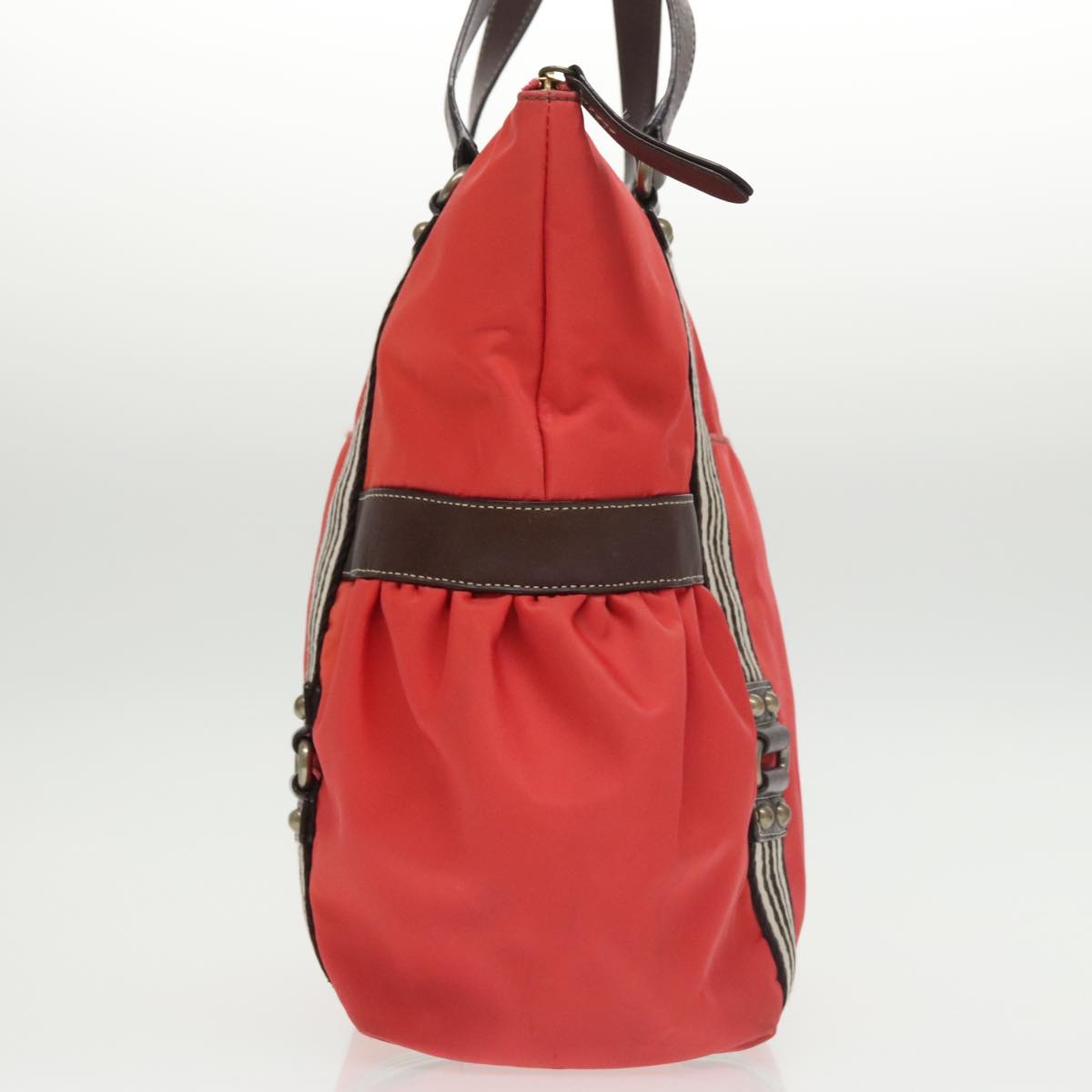 BURBERRY Tote Bag Nylon Red Auth ti2404