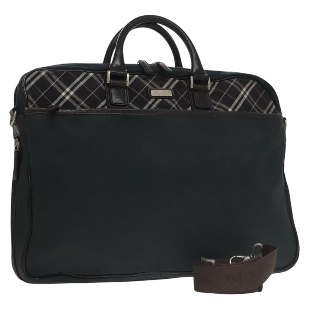 BURBERRY Nova Check Business Bag Nylon 2way Navy Brown Auth ti2405