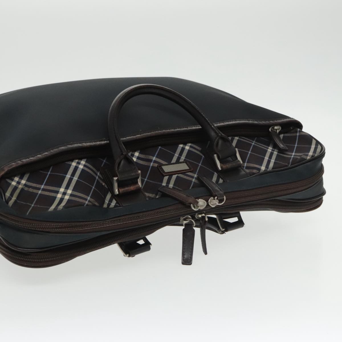 BURBERRY Nova Check Business Bag Nylon 2way Navy Brown Auth ti2405