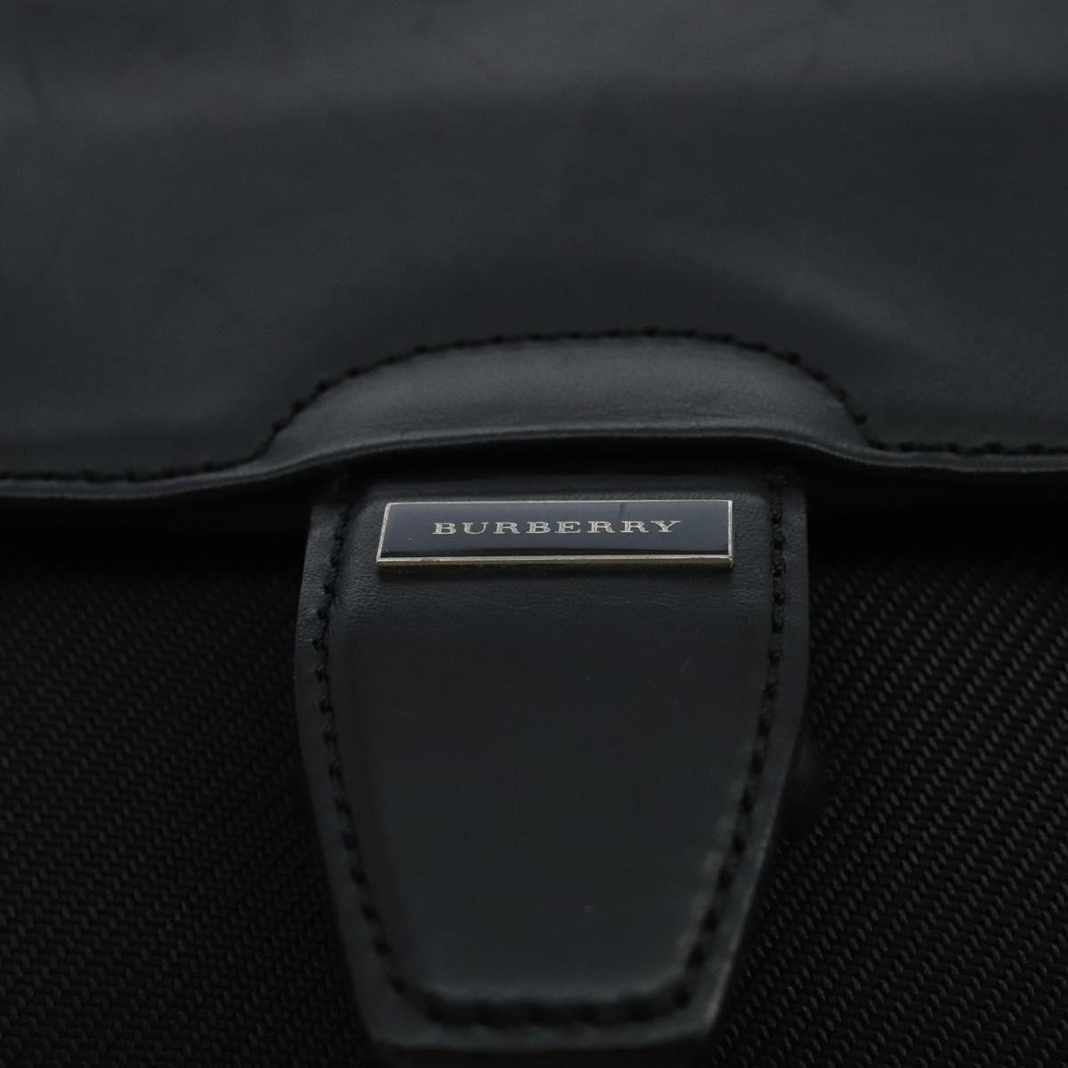 BURBERRY Clutch Bag Canvas Leather Black Auth ti2406