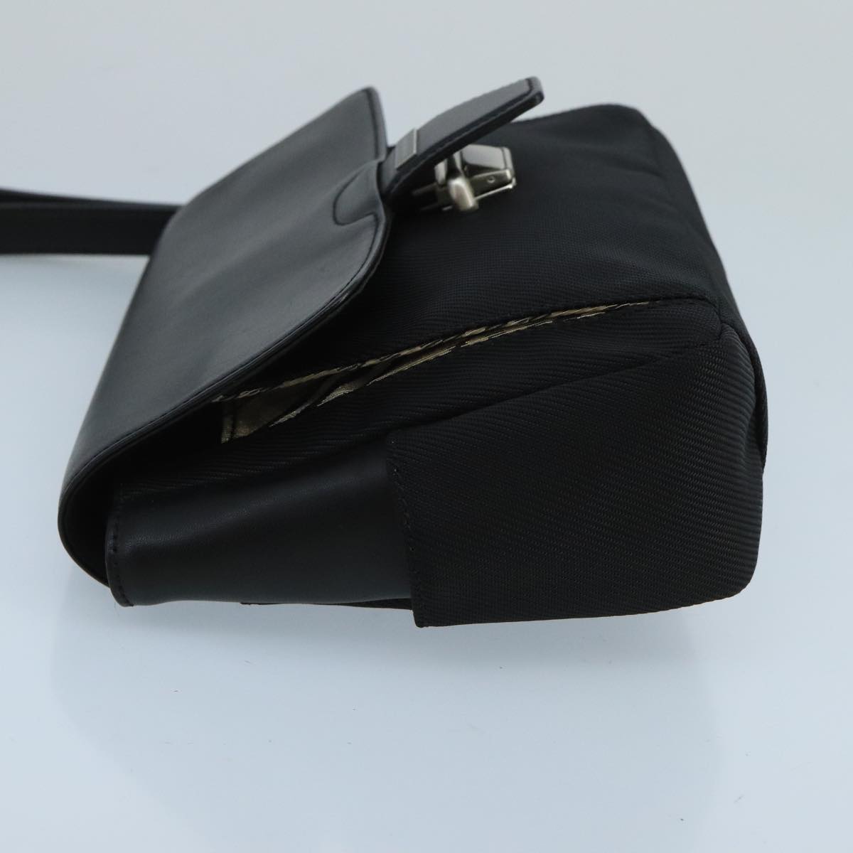 BURBERRY Clutch Bag Canvas Leather Black Auth ti2406