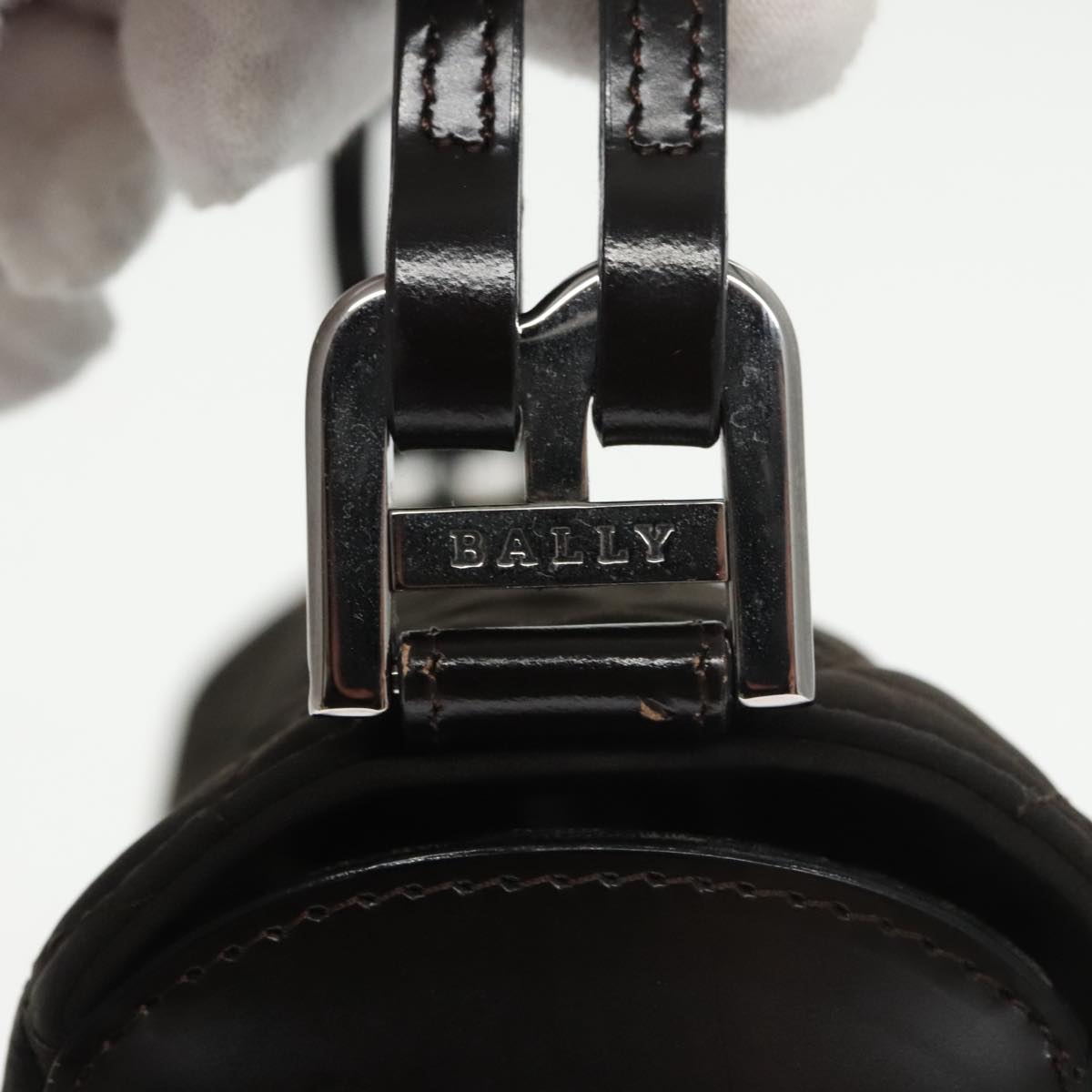 BALLY Hand Bag Nylon Brown Auth ti2408