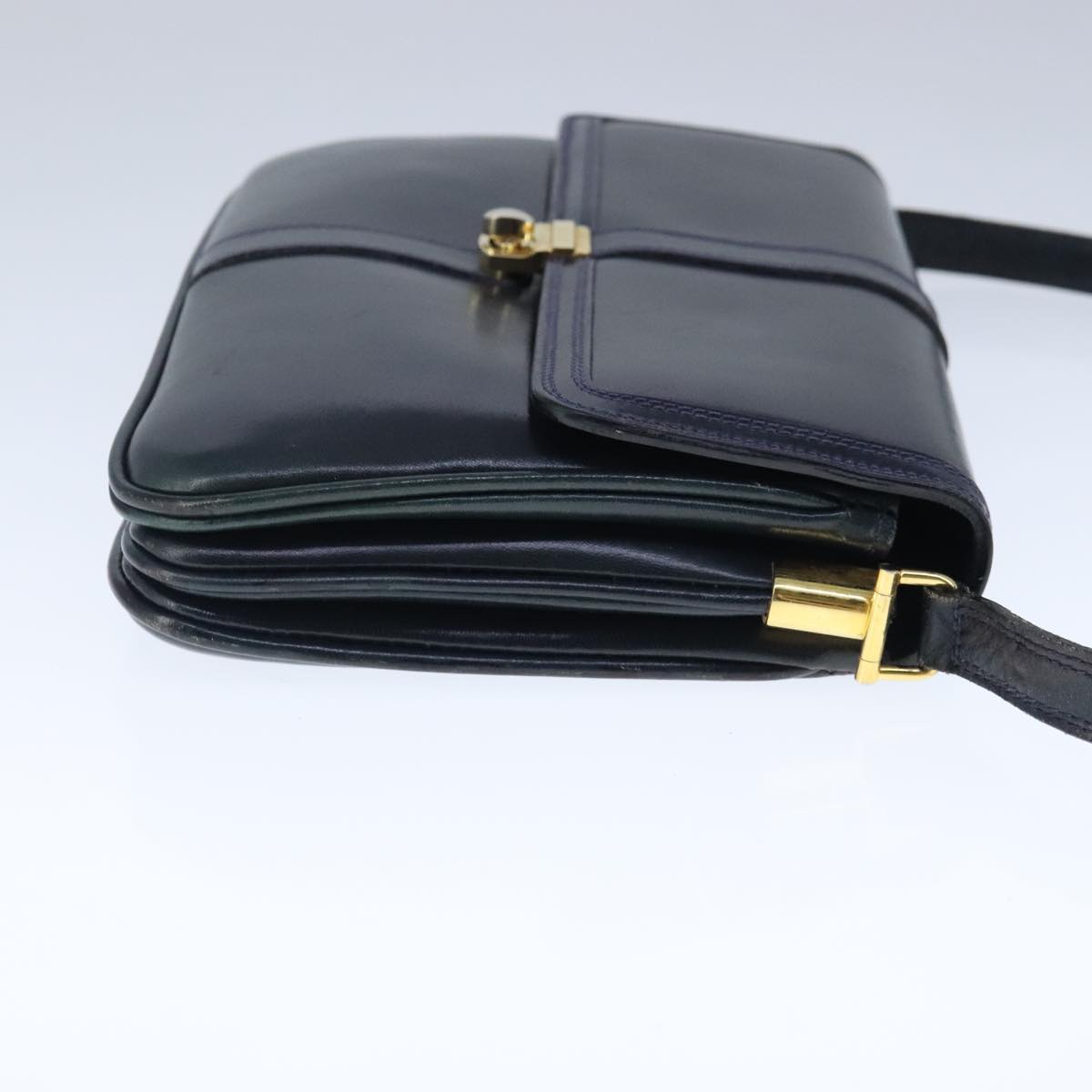 BALLY Shoulder Bag Leather Navy Auth ti2411