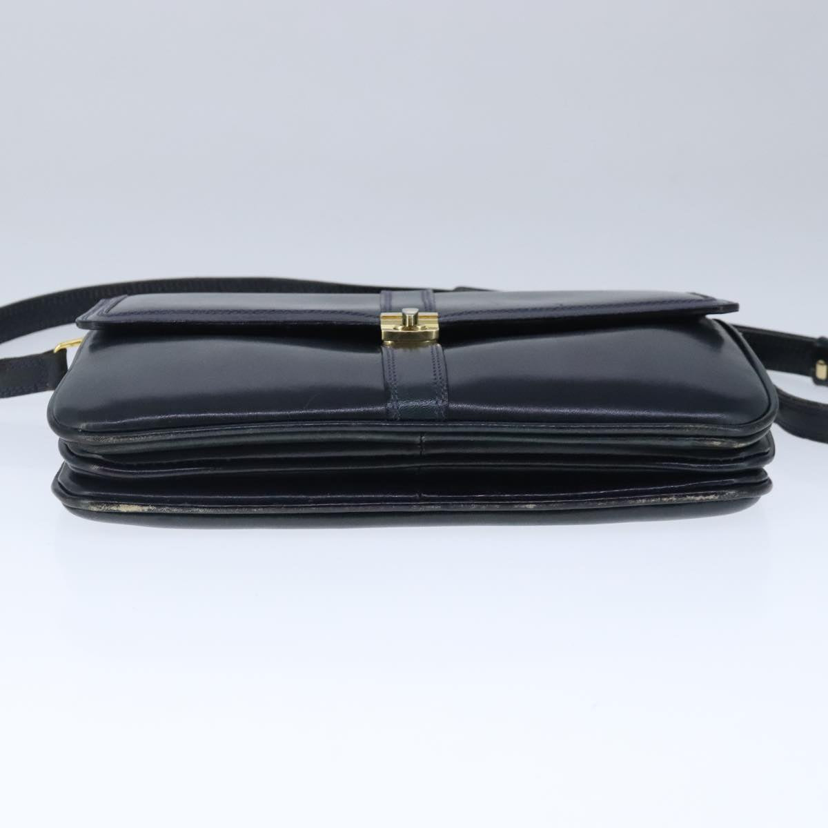 BALLY Shoulder Bag Leather Navy Auth ti2411