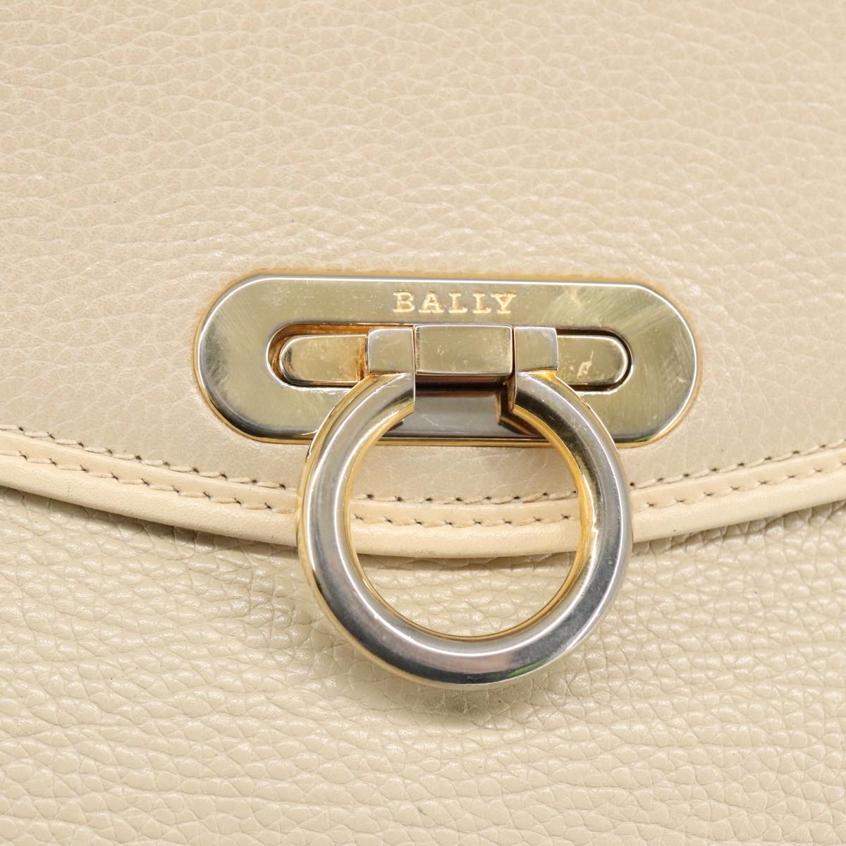 BALLY Hand Bag Leather 2way Beige Auth ti2415