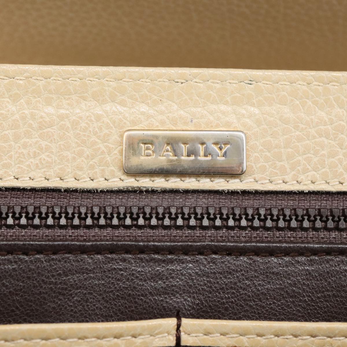 BALLY Hand Bag Leather 2way Beige Auth ti2415