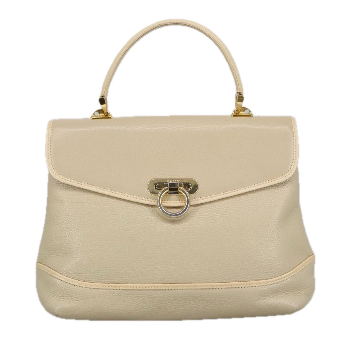 BALLY Hand Bag Leather 2way Beige Auth ti2415 - 0