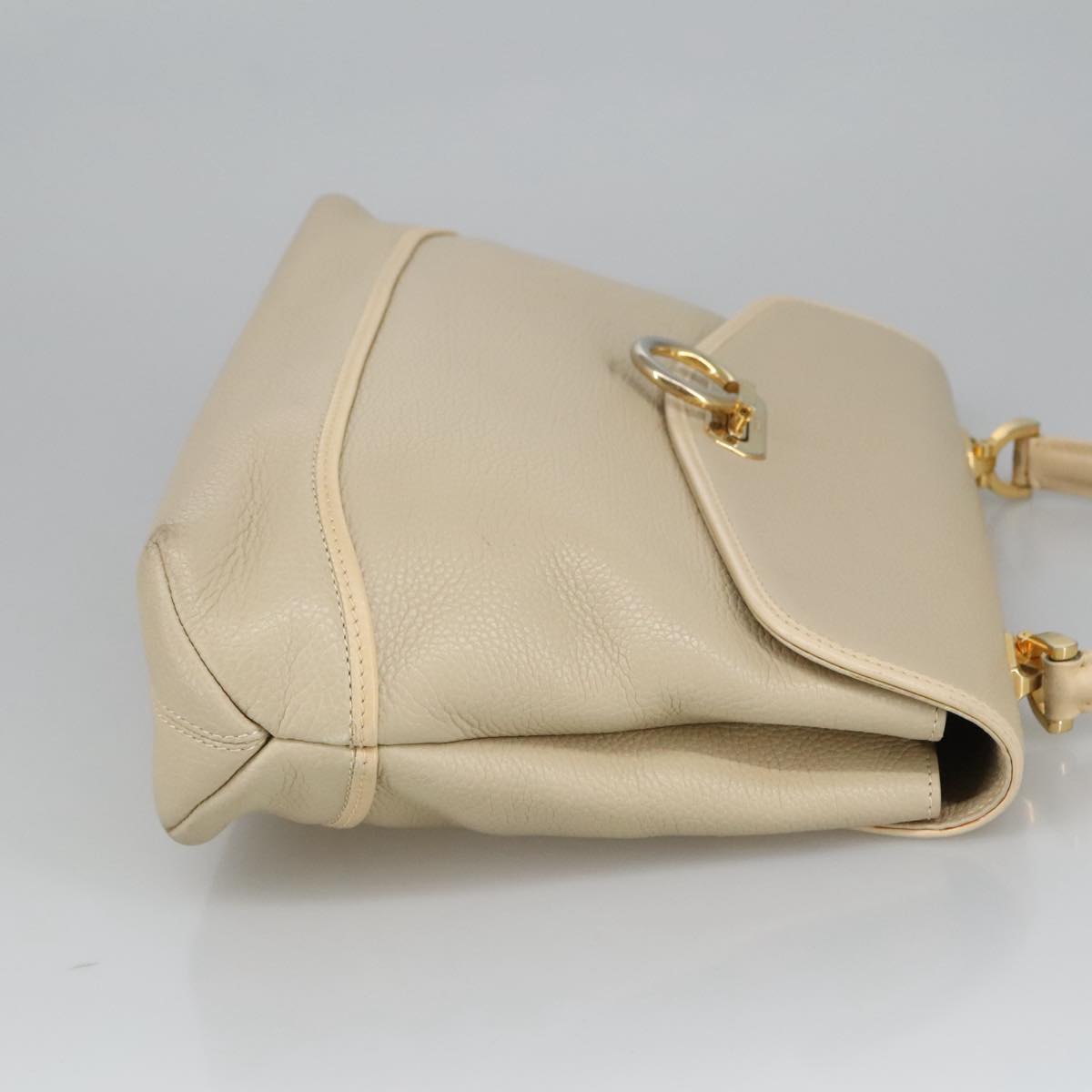 BALLY Hand Bag Leather 2way Beige Auth ti2415