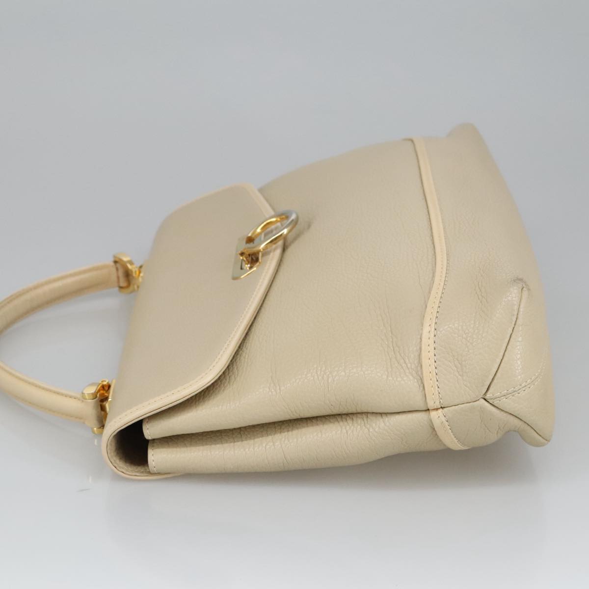 BALLY Hand Bag Leather 2way Beige Auth ti2415