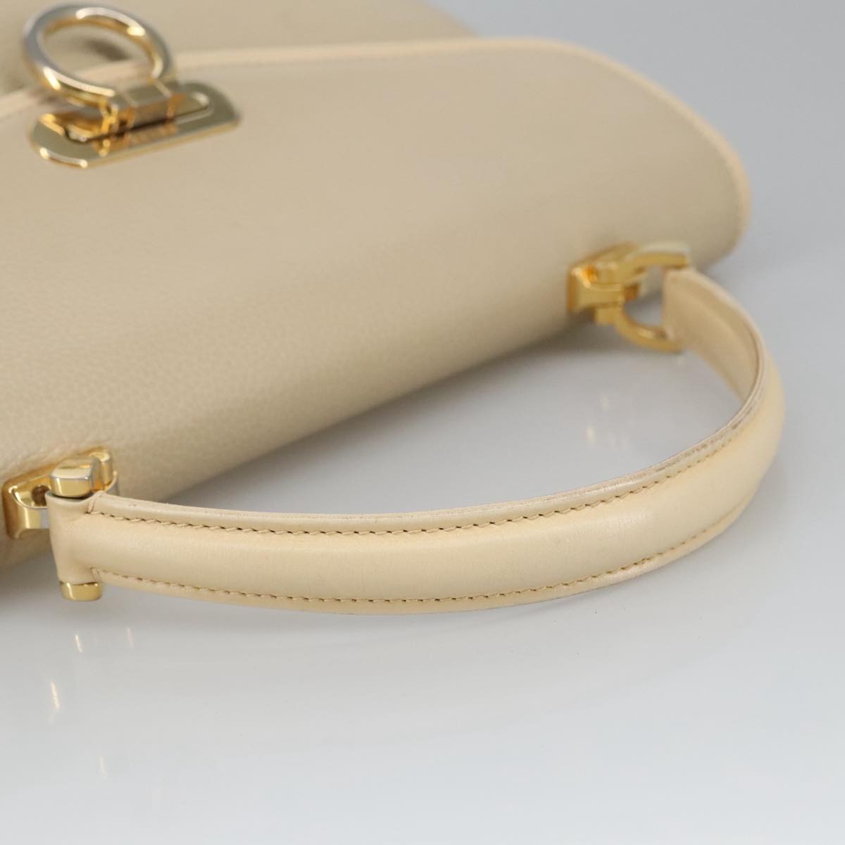 BALLY Hand Bag Leather 2way Beige Auth ti2415