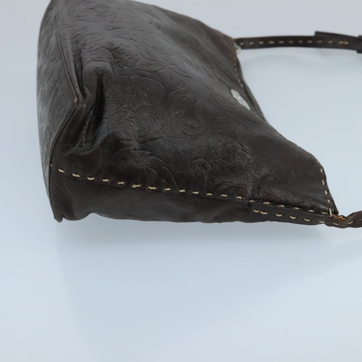 CELINE Shoulder Bag Leather Brown Auth ti2416