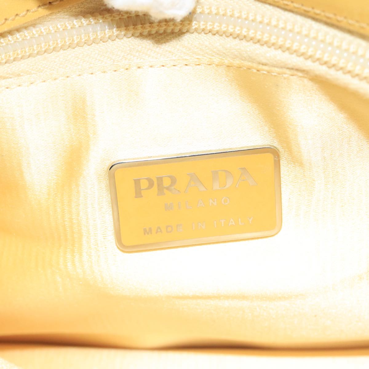 PRADA Tote Bag Canvas Beige Yellow Auth ti2417