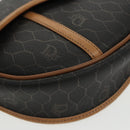 Christian Dior Honeycomb Canvas Shoulder Bag PVC Leather Black Auth ti2422-14