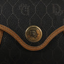 Christian Dior Honeycomb Canvas Shoulder Bag PVC Leather Black Auth ti2422-17