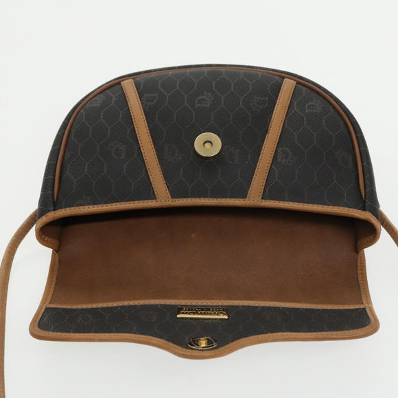 Christian Dior Honeycomb Canvas Shoulder Bag PVC Leather Black Auth ti2422