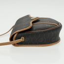 Christian Dior Honeycomb Canvas Shoulder Bag PVC Leather Black Auth ti2422-4