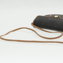 Christian Dior Honeycomb Canvas Shoulder Bag PVC Leather Black Auth ti2422-7