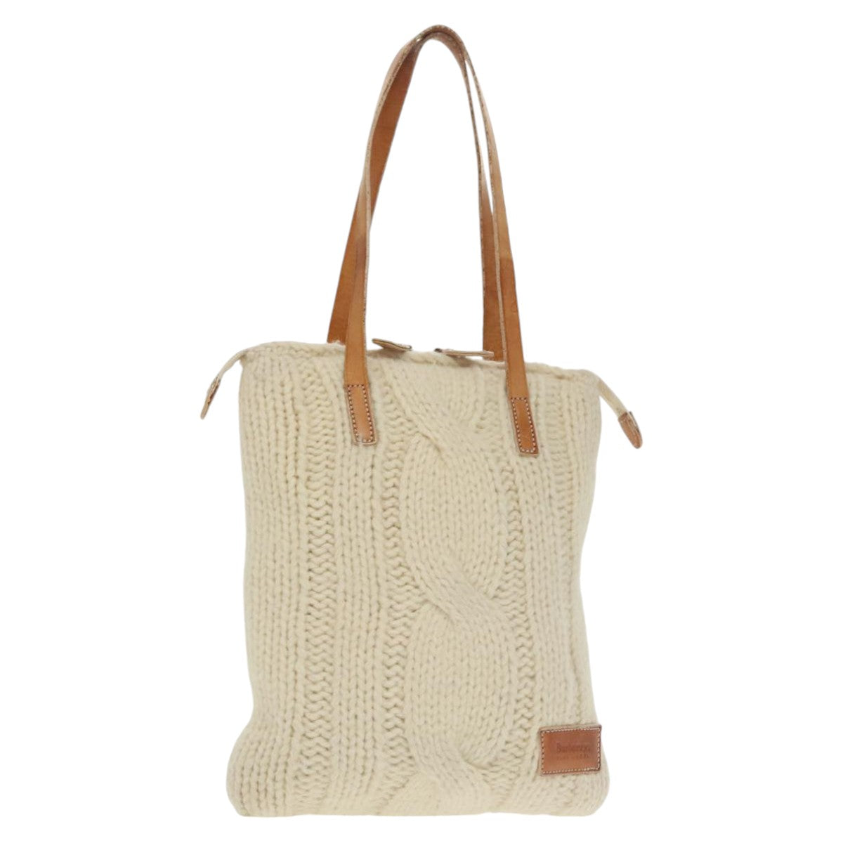 Burberrys Tote Bag Wool White Auth ti2424