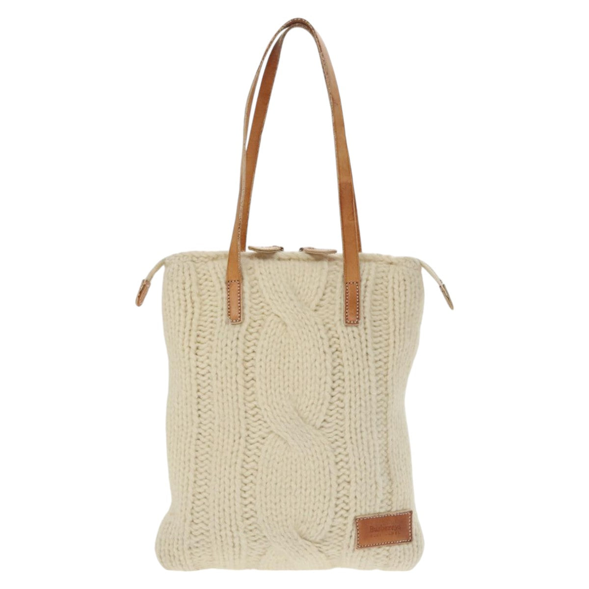 Burberrys Tote Bag Wool White Auth ti2424 - 0