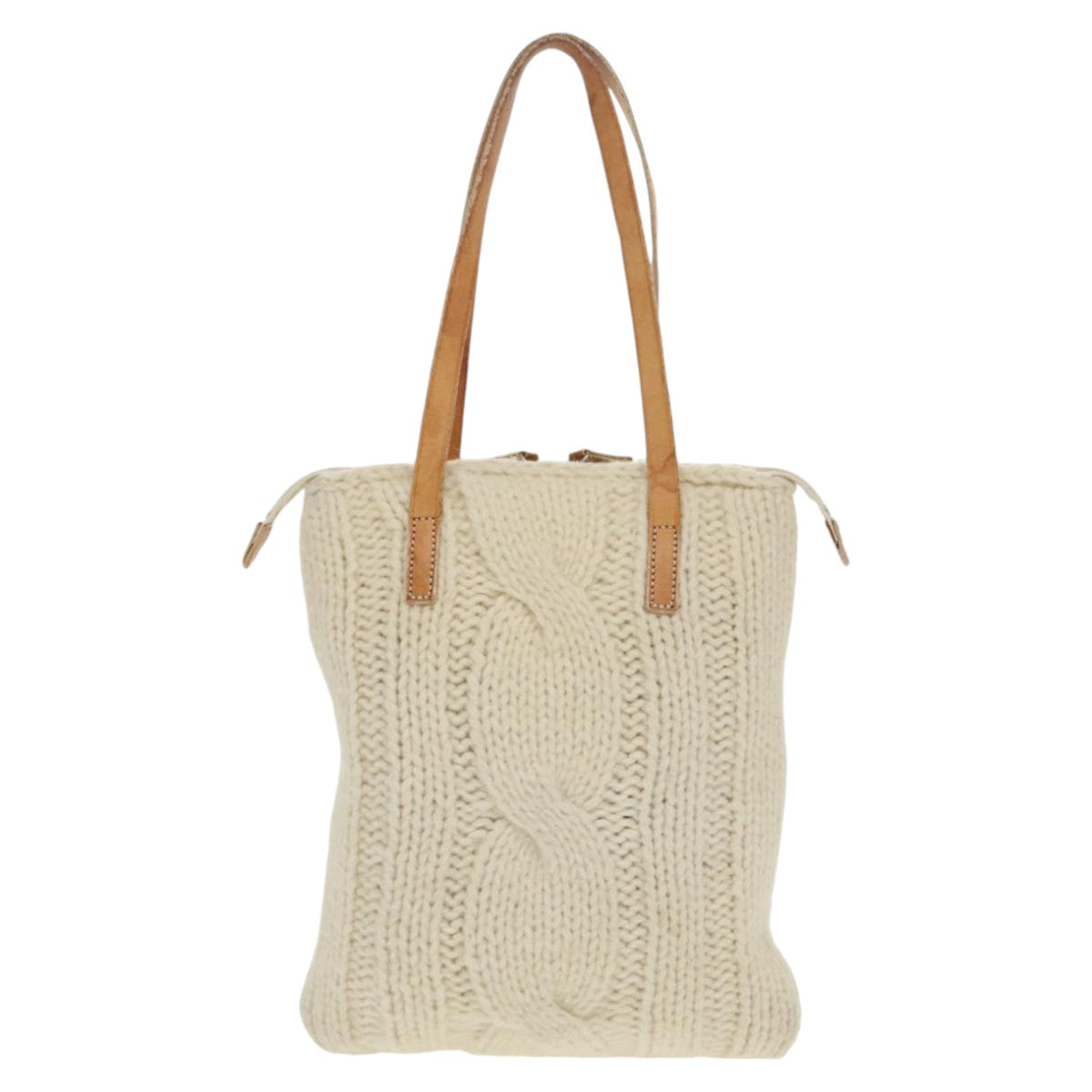 Burberrys Tote Bag Wool White Auth ti2424 - 0