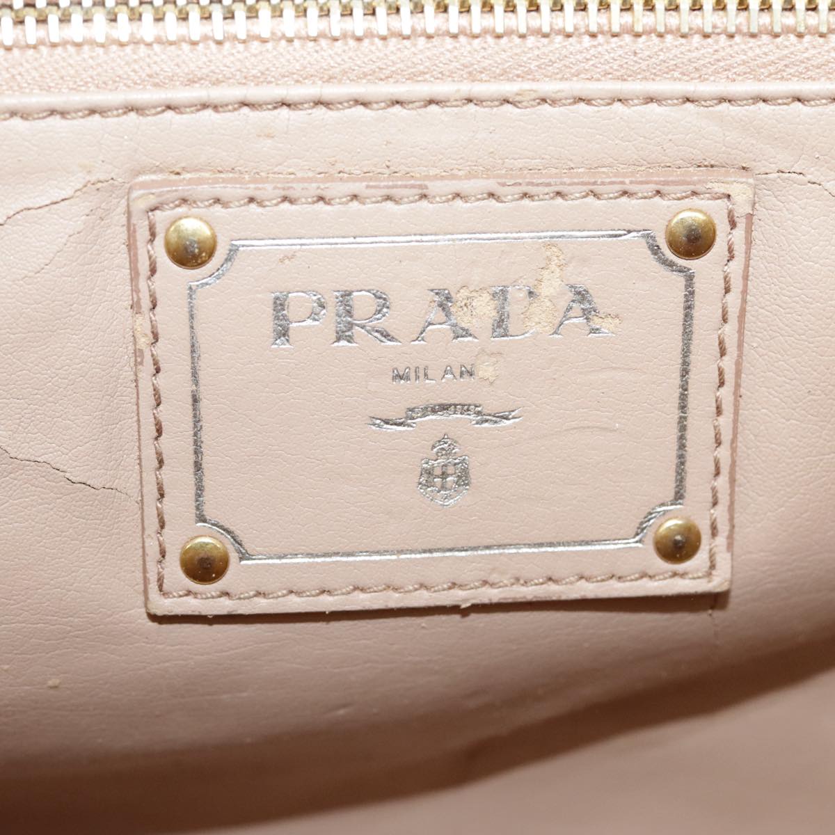 PRADA Hand Bag Leather 2way Beige Auth ti2432