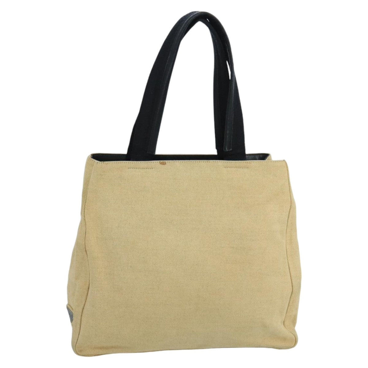 PRADA Tote Bag Canvas Beige Auth ti2434