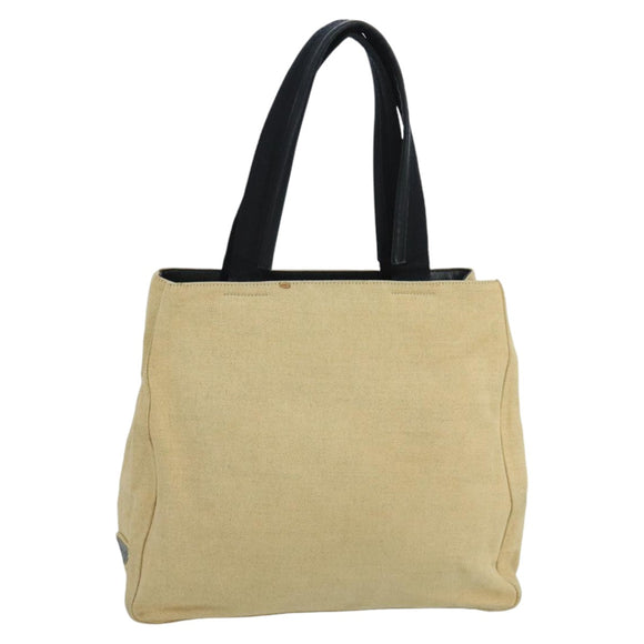 PRADA Tote Bag Canvas Beige Auth ti2434