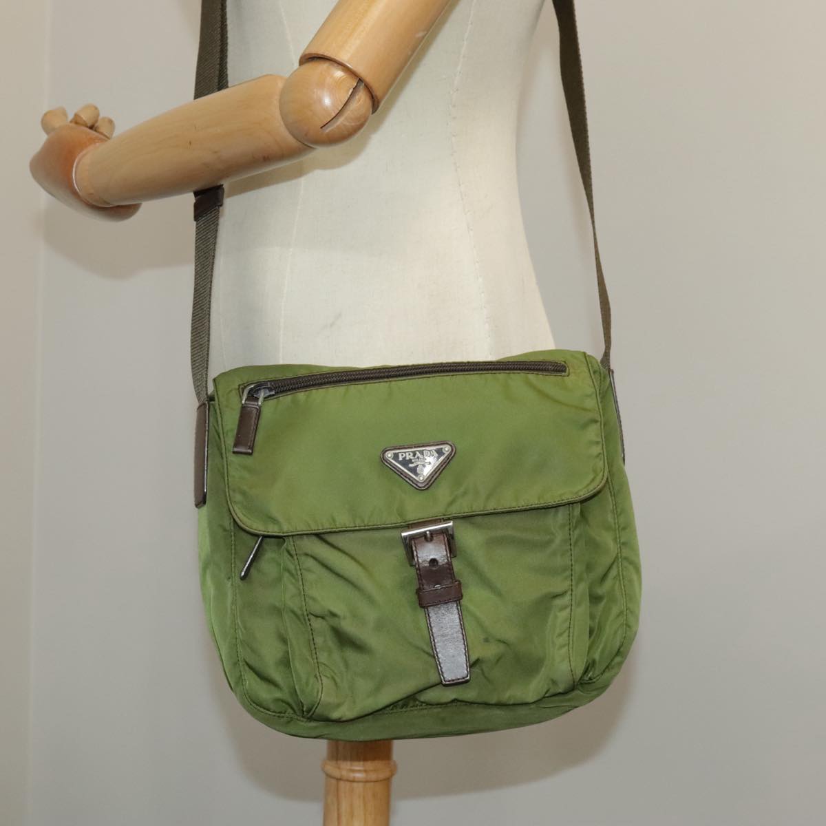 PRADA Shoulder Bag Nylon Green Auth ti2437