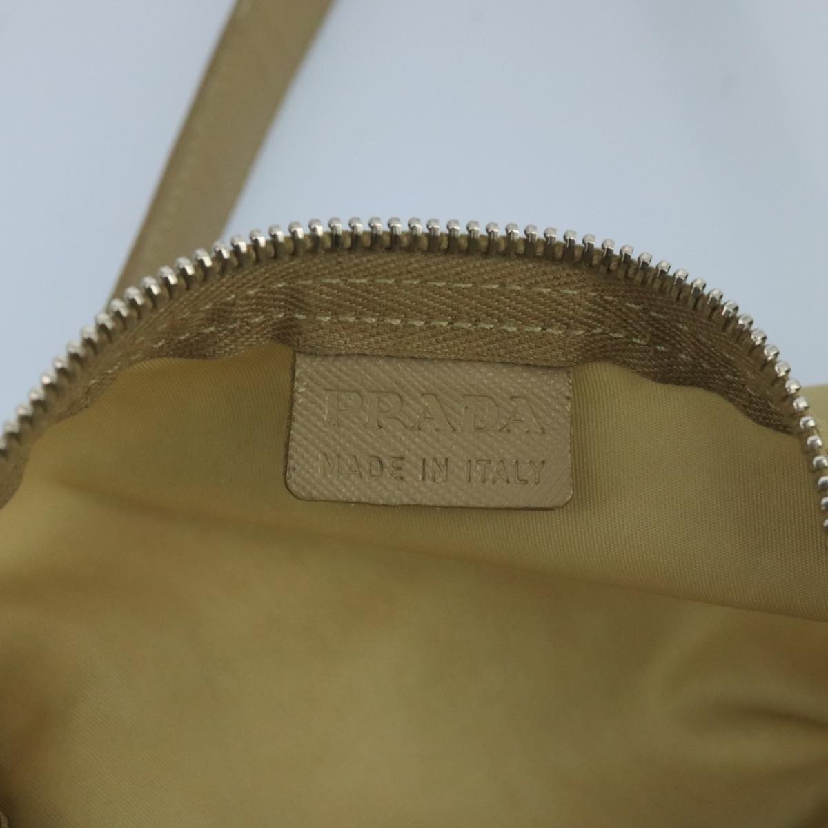 PRADA Hand Bag Nylon Beige Auth ti2440