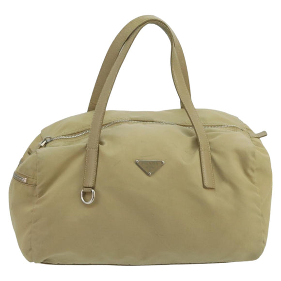 PRADA Hand Bag Nylon Beige Auth ti2440
