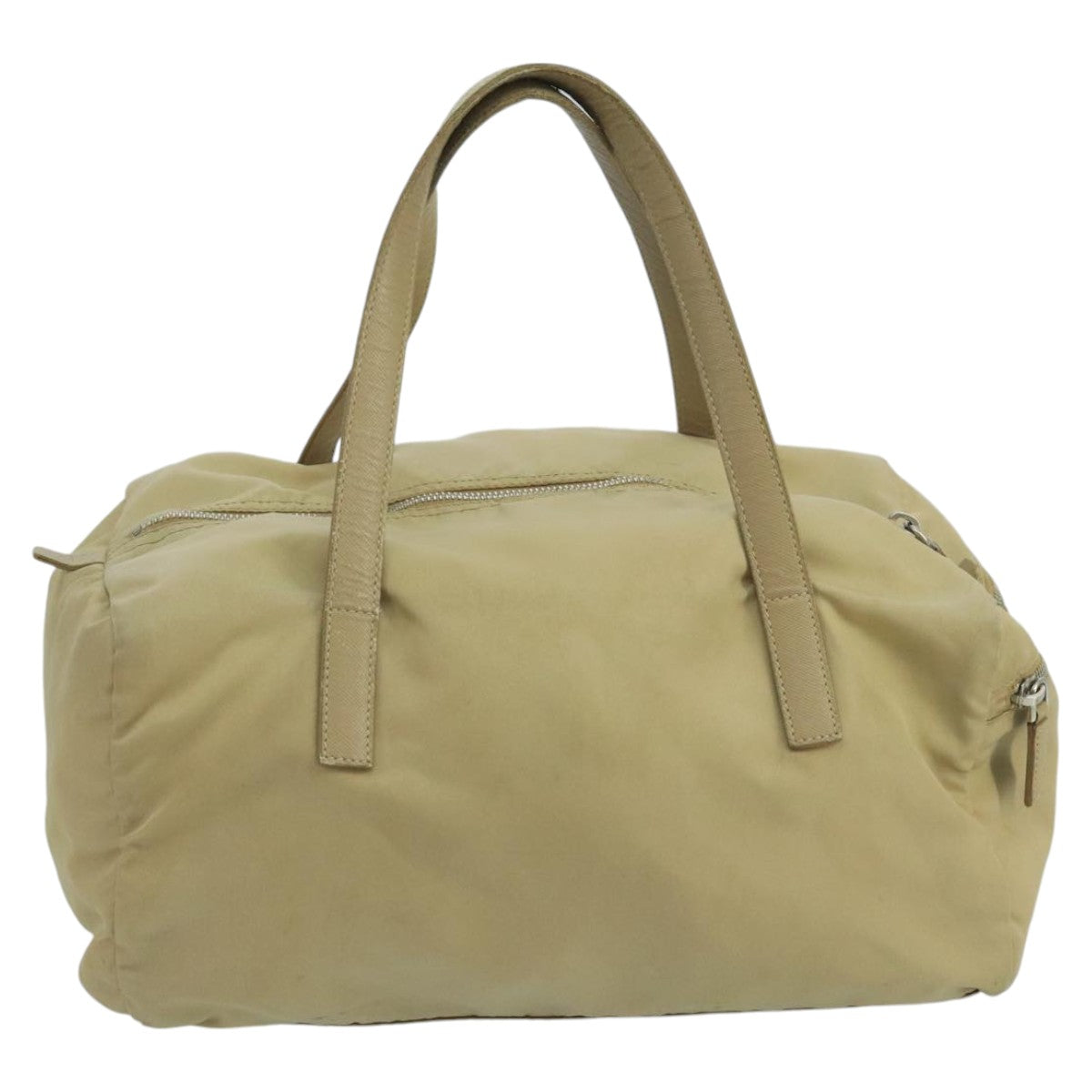 PRADA Hand Bag Nylon Beige Auth ti2440