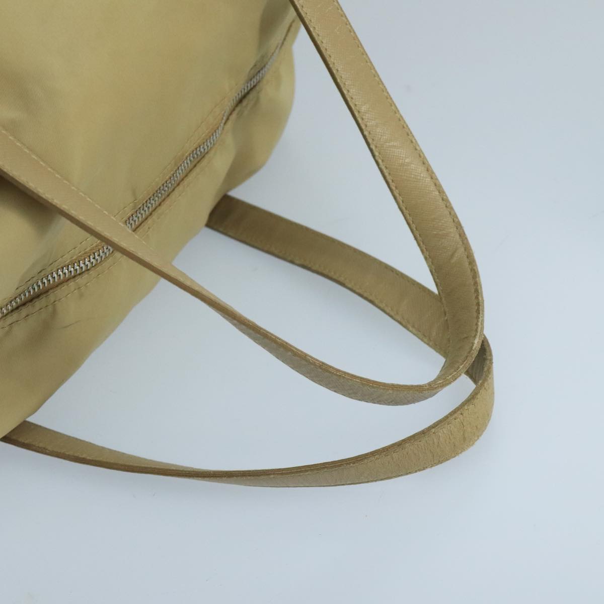 PRADA Hand Bag Nylon Beige Auth ti2440