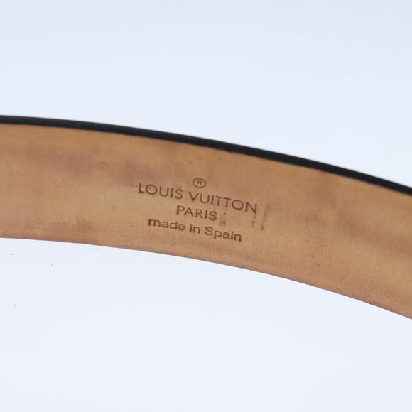LOUIS VUITTON Ceinture Care Belt Leather Black LV Auth ti2451
